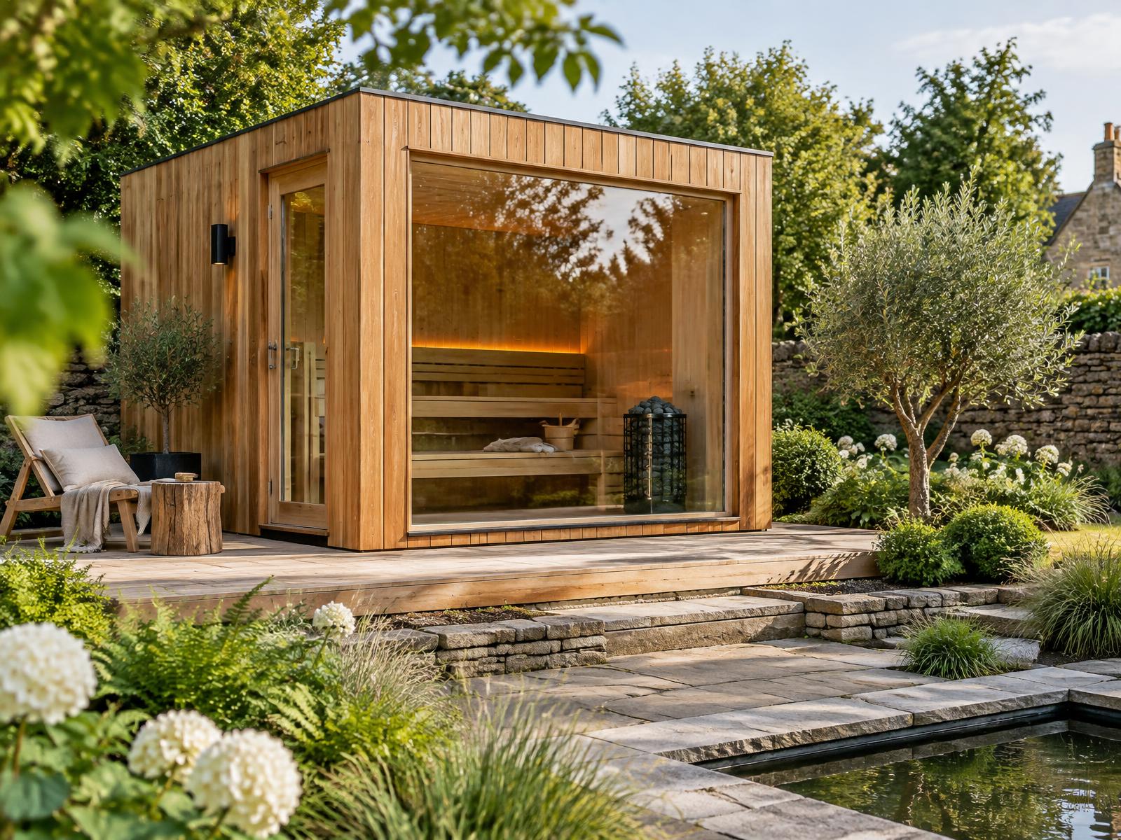 Natural timber bespoke garden sauna